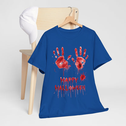 Happy Halloween Blood Handprints T-Shirt - Dripping Horror Tee