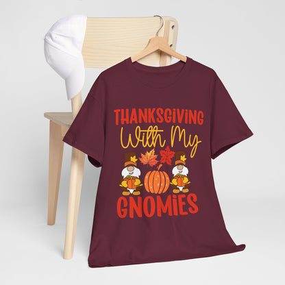 Thanksgiving With My Gnomies T-Shirt - Cute Fall Gnome Family Tee