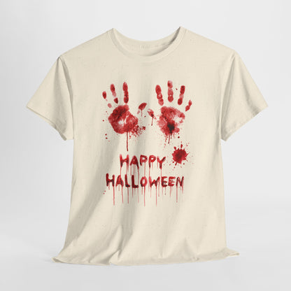 Happy Halloween Blood Handprints T-Shirt - Dripping Horror Tee