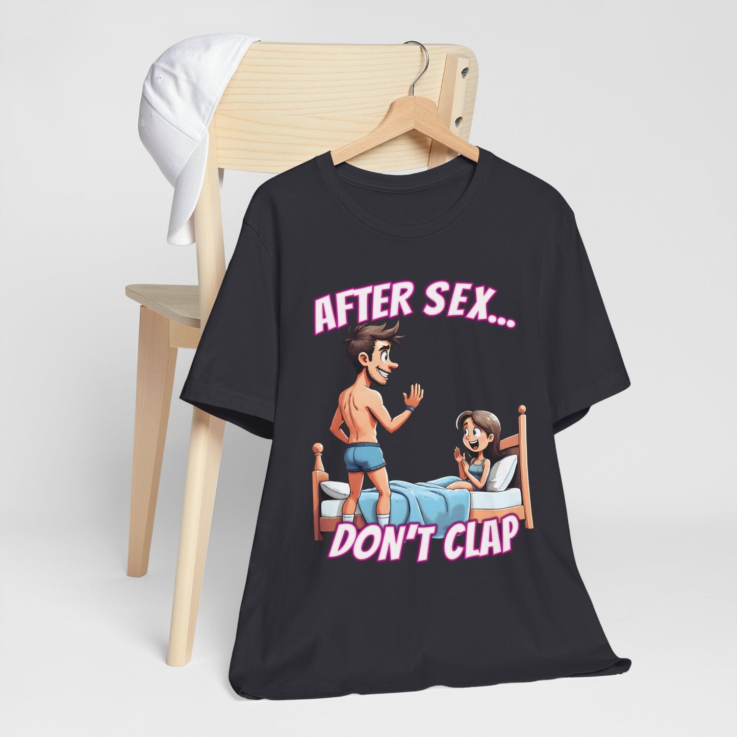 After Sex Don't Clap Shirt - Funny Cringe Cartoon Tee - Awkward Humor T-Shirt for Fans of Secondhand Embarrassment