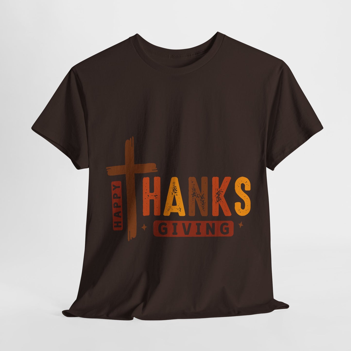 Christian Thanksgiving T-Shirt - Faith-Based “THANKS” Cross Jesus Tee