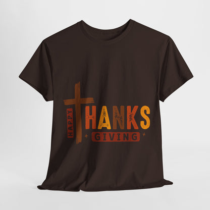 Christian Thanksgiving T-Shirt - Faith-Based “THANKS” Cross Jesus Tee