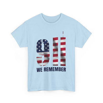 9/11 We Remember T-Shirt - American Flag Twin Towers Memorial Tee