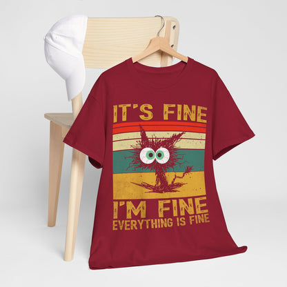 It’s Fine I’m Fine Shirt - Funny Stressed Cat Retro Tee
