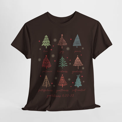 Fruits of the Spirit Christmas T-Shirt - Galatians 5:22-23 Faith Tee