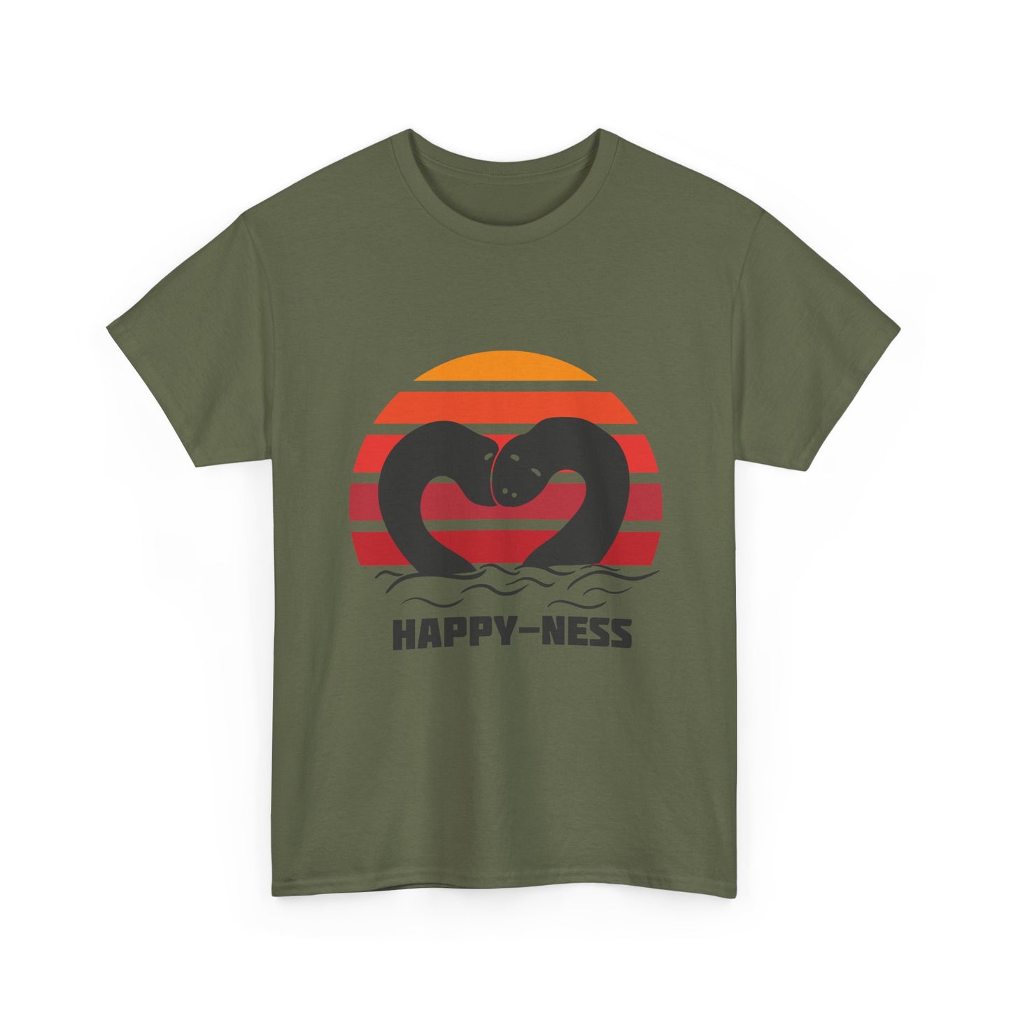 Happy-Ness Loch Ness Shirt - Cute Nessie Heart Retro Sunset Tee - Scotland Souvenir