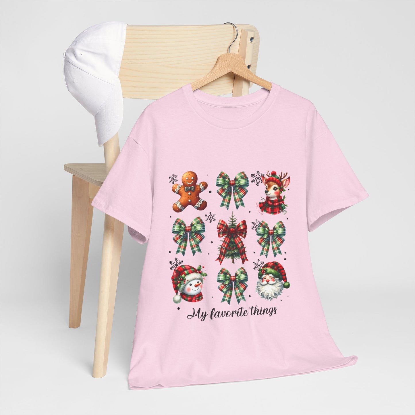 My Favorite Christmas Things Shirt - Plaid Bows Reindeer Gingerbread Tee