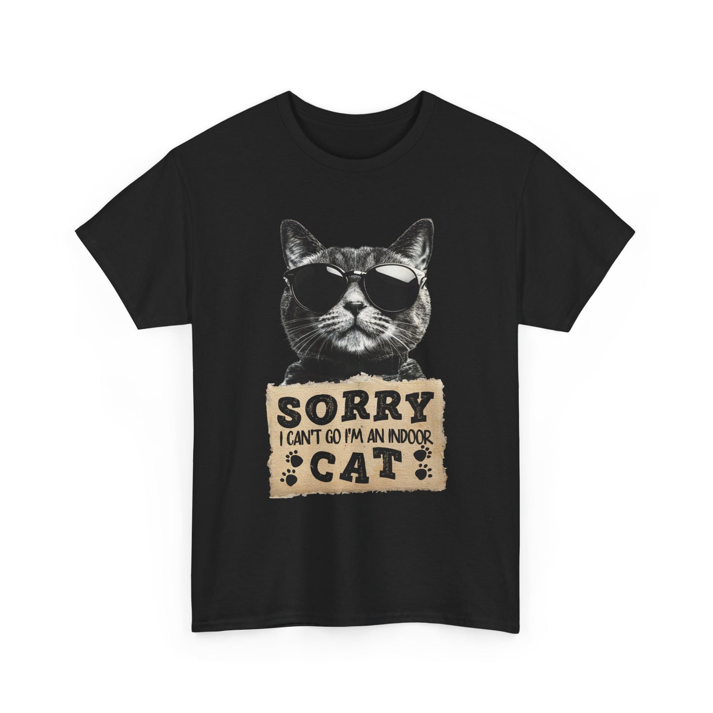 Indoor Cat T-Shirt - Sorry I Can't Go Meme Tee