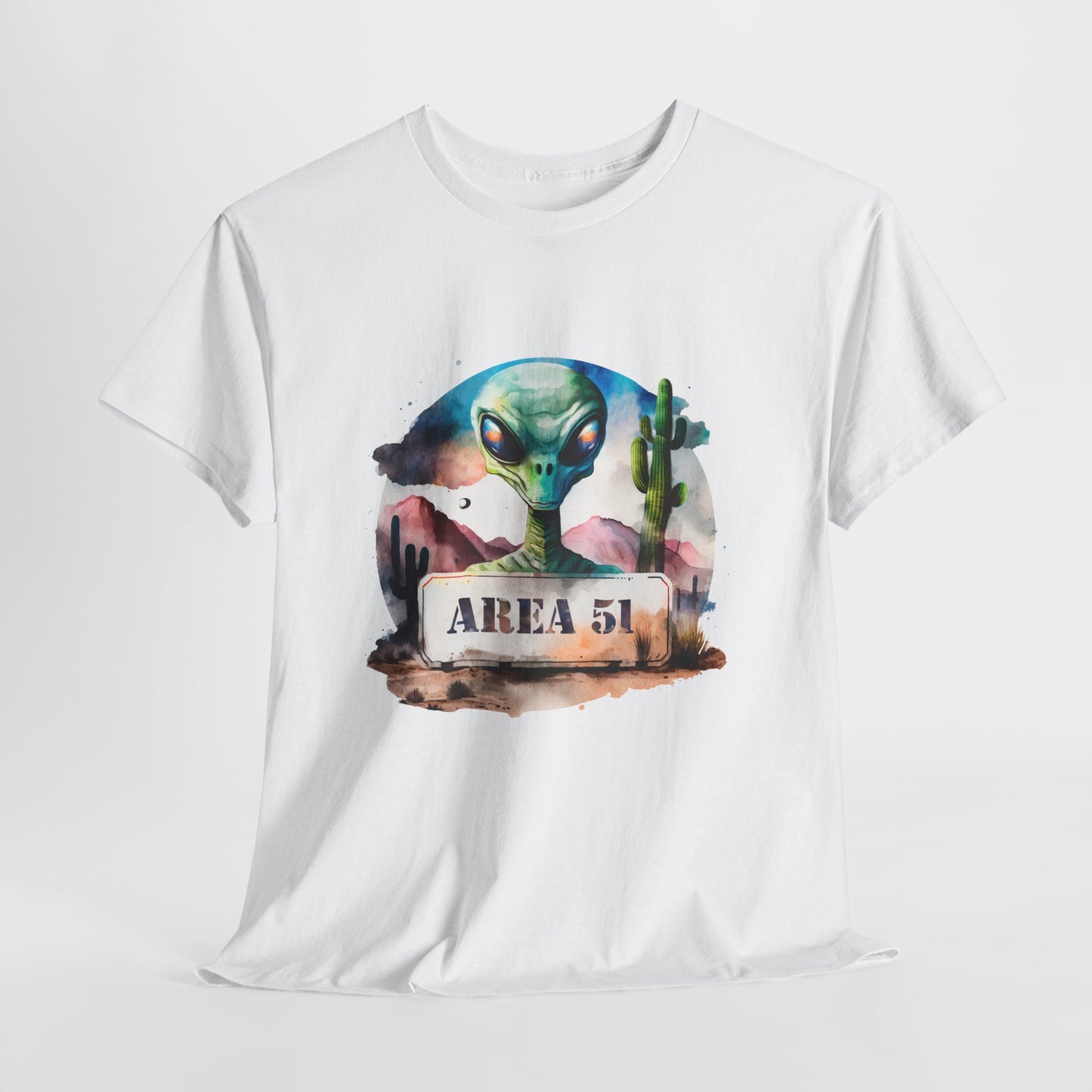 Area 51 Alien Shirt - Watercolor UFO Desert Tee, Roswell Sci-Fi Aesthetic T-Shirt