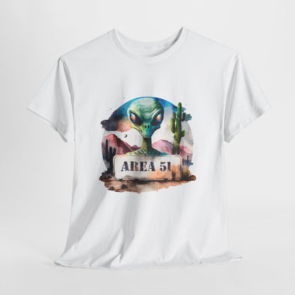 Area 51 Alien Shirt - Watercolor UFO Desert Tee, Roswell Sci-Fi Aesthetic T-Shirt