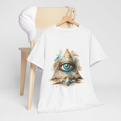 All-Seeing Eye Pyramid T-Shirt - Watercolor Illuminati Aesthetic Tee