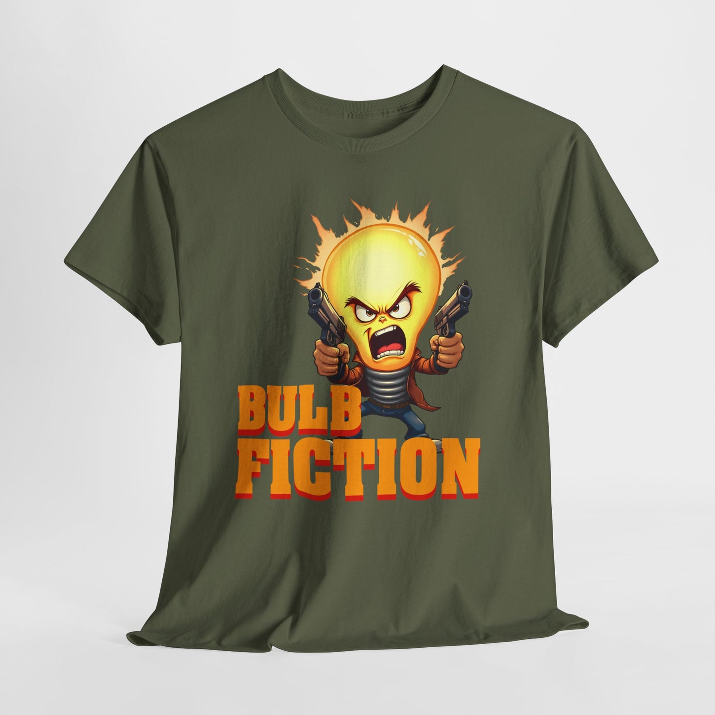 Bulb Fiction Shirt – Funny Movie Parody Tee, Pulp Fiction Lamp Cartoon t-Shirt