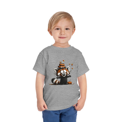 Red Panda Kids Halloween T-Shirt - Candy Corn & Pumpkins Toddler Tee