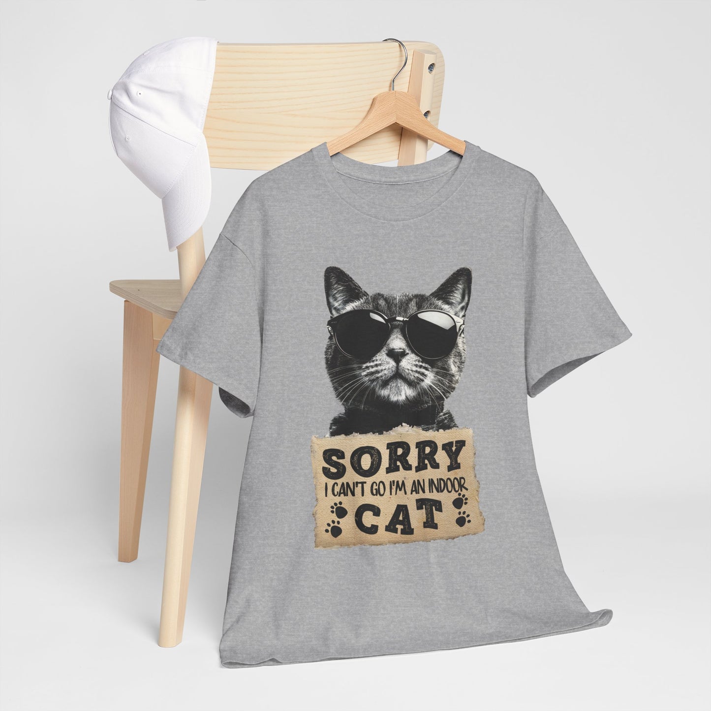 Indoor Cat T-Shirt - Sorry I Can't Go Meme Tee