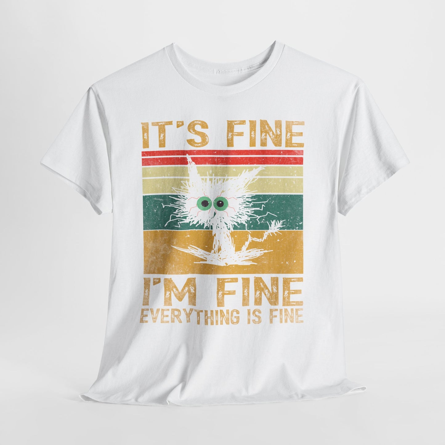 It’s Fine I’m Fine Shirt - Funny Stressed Cat Retro Tee