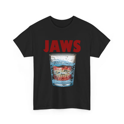 JAWS Parody - Funny Denture in Water Glass T-Shirt for Movie & Humor Fans