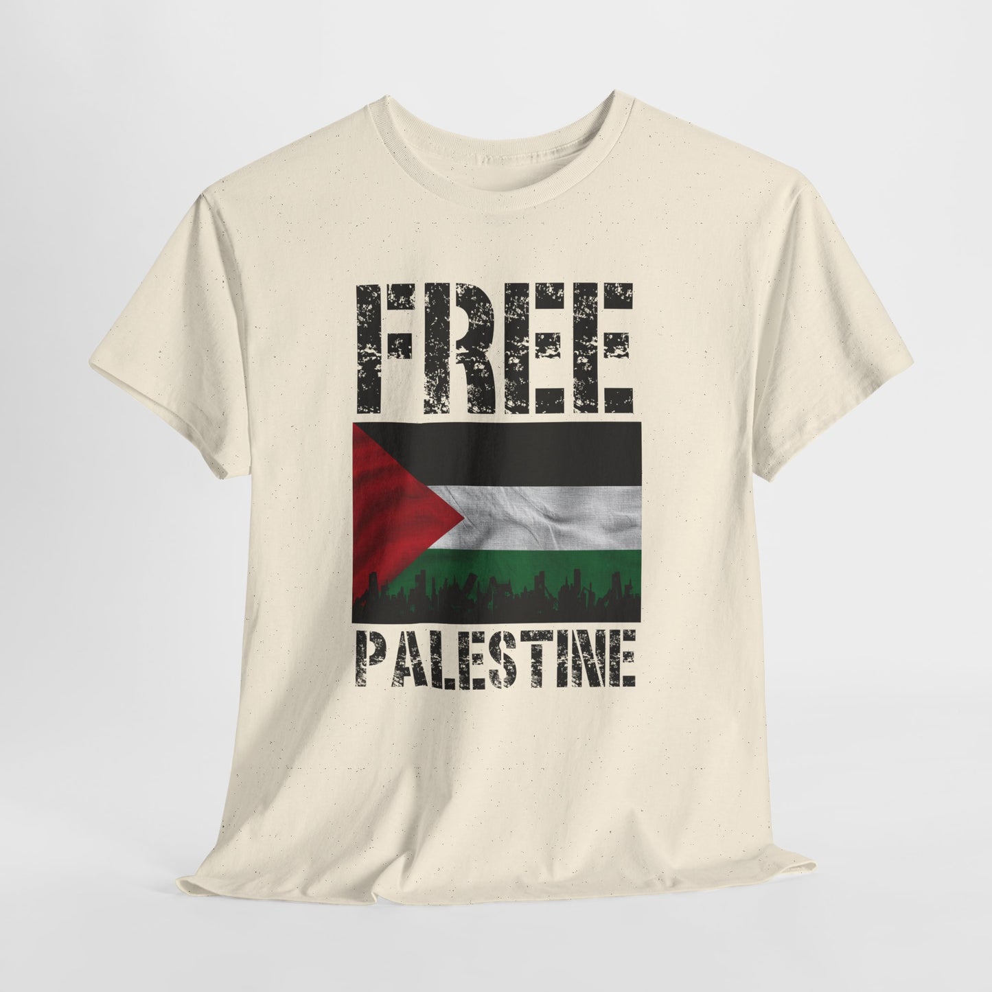 Palästinensisches Flaggen-Shirt mit Stadt-Skyline - Free Palestine Tee, Urban Grunge Protest T-Shirt für Aktivisten &amp; Menschenrechtsunterstützer