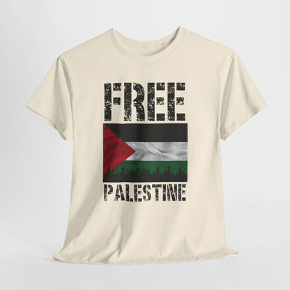 Palästinensisches Flaggen-Shirt mit Stadt-Skyline - Free Palestine Tee, Urban Grunge Protest T-Shirt für Aktivisten &amp; Menschenrechtsunterstützer