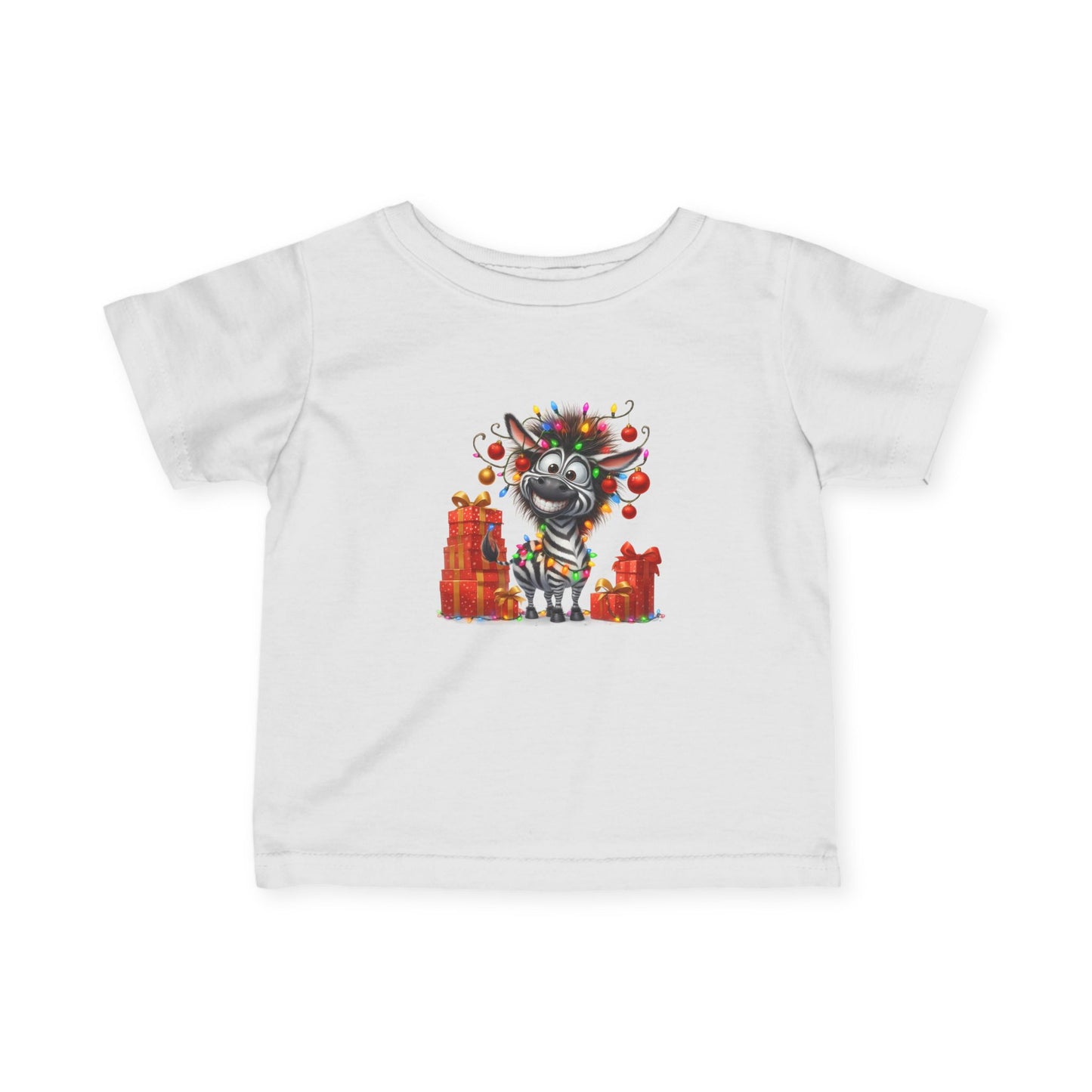 Baby Zebra Christmas Lights Infant T-Shirt – Funny Safari Holiday Tee