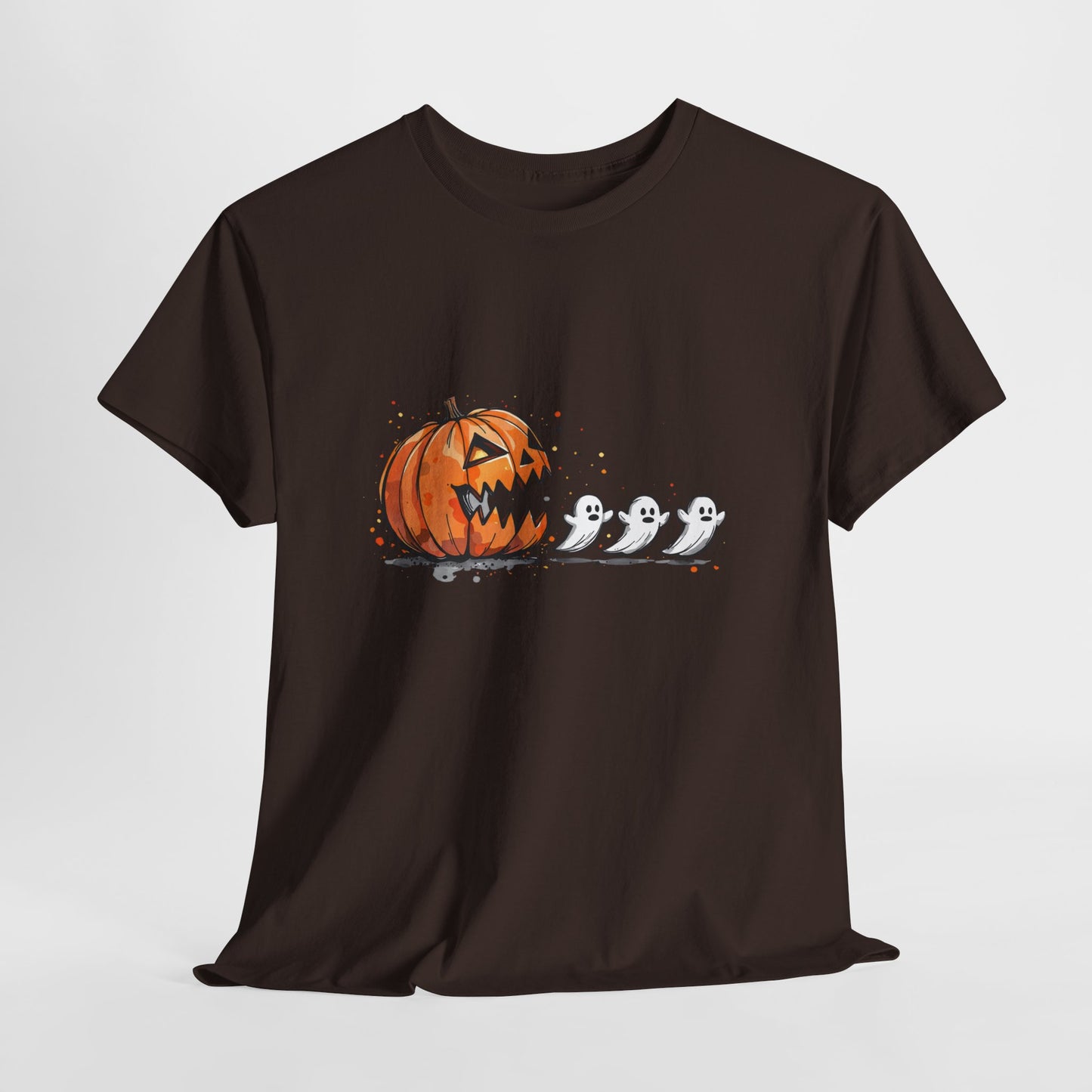 Pumpkin vs Ghosts Halloween T-Shirt - Jack-O-Lantern Chasing Ghosts