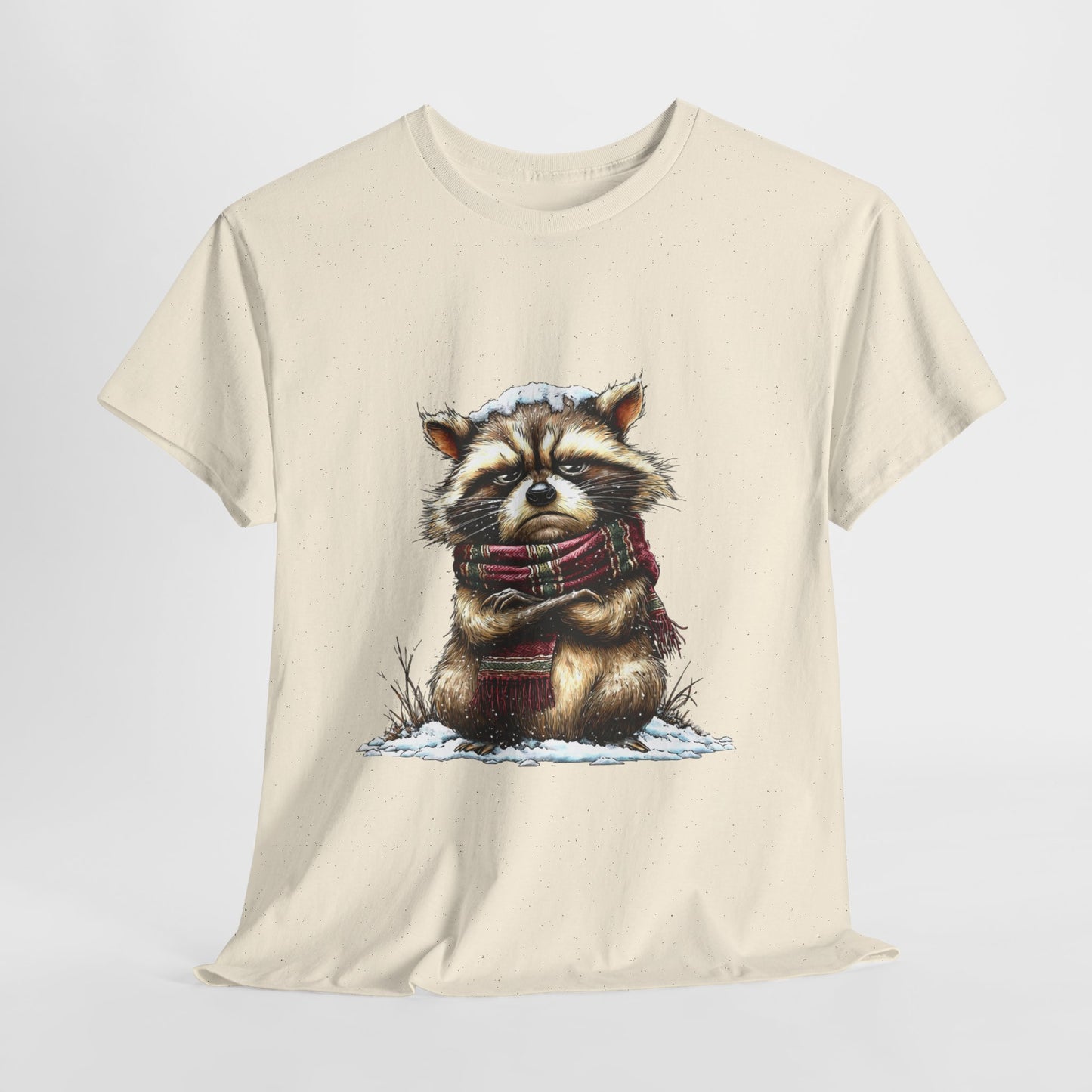 Grumpy Winter Raccoon Shirt - Funny Cozy Scarf Trash Panda Tee