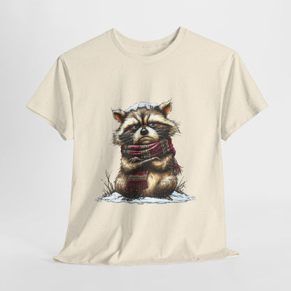 Grumpy Winter Raccoon Shirt - Funny Cozy Scarf Trash Panda Tee