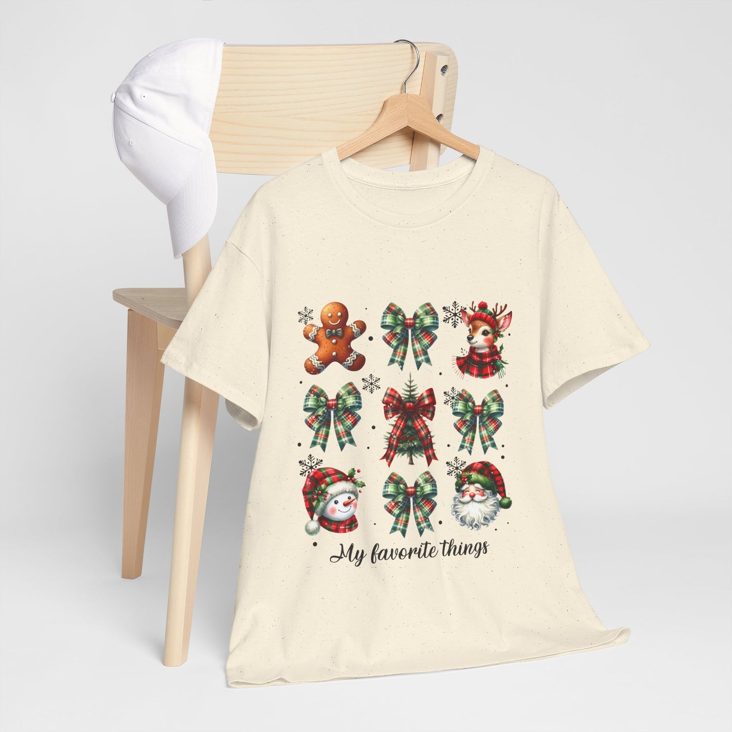 My Favorite Christmas Things Shirt - Plaid Bows Reindeer Gingerbread Tee
