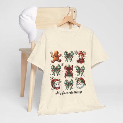 My Favorite Christmas Things Shirt - Plaid Bows Reindeer Gingerbread Tee