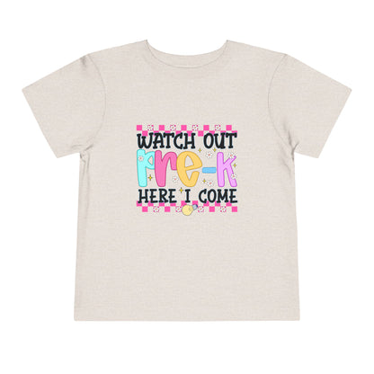 Watch Out Pre-K Shirt - Cute Toddler Back to School Tee, Preschool Here I Come Shirt for Kids, Colorful First Day of Pre-K Outfit