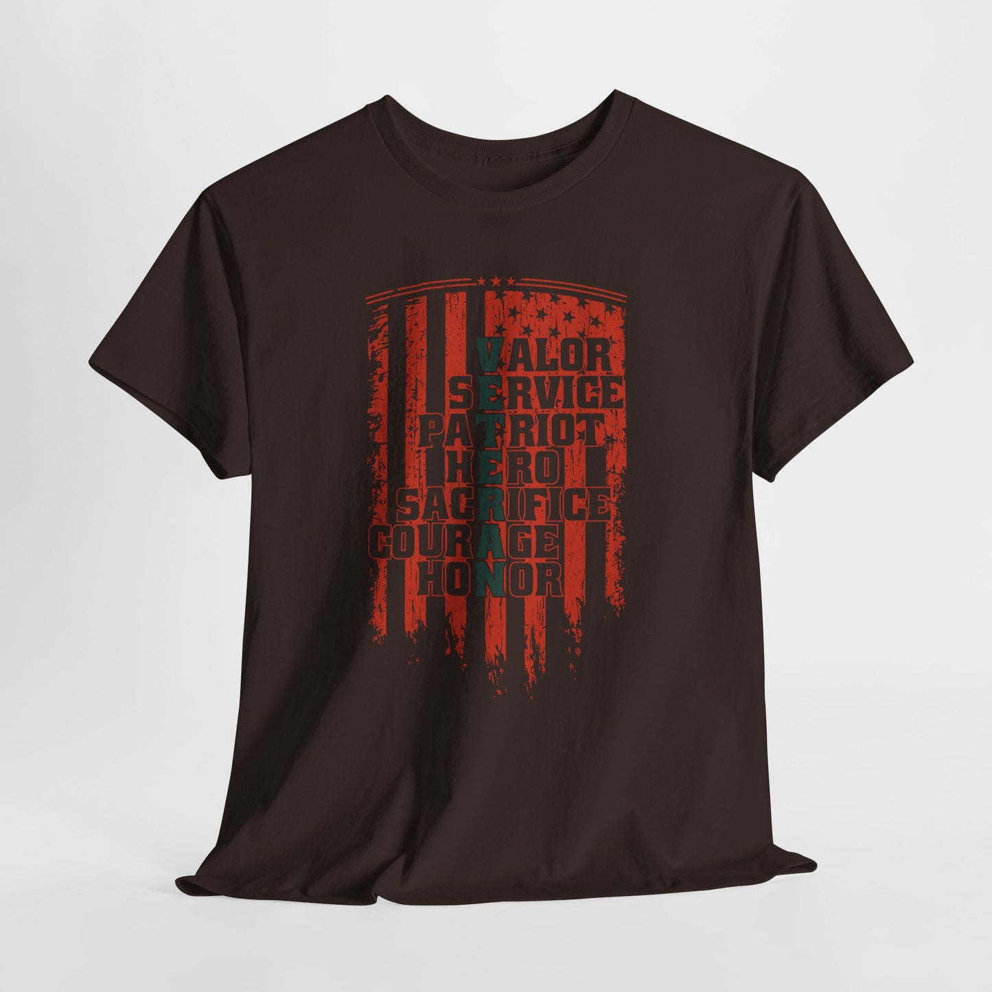 Veteran Word Art T-Shirt - Military Acronym Flag Tee