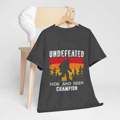 Undefeated Hide and Seek Champion Bigfoot T-Shirt - Retro Sunset Tee