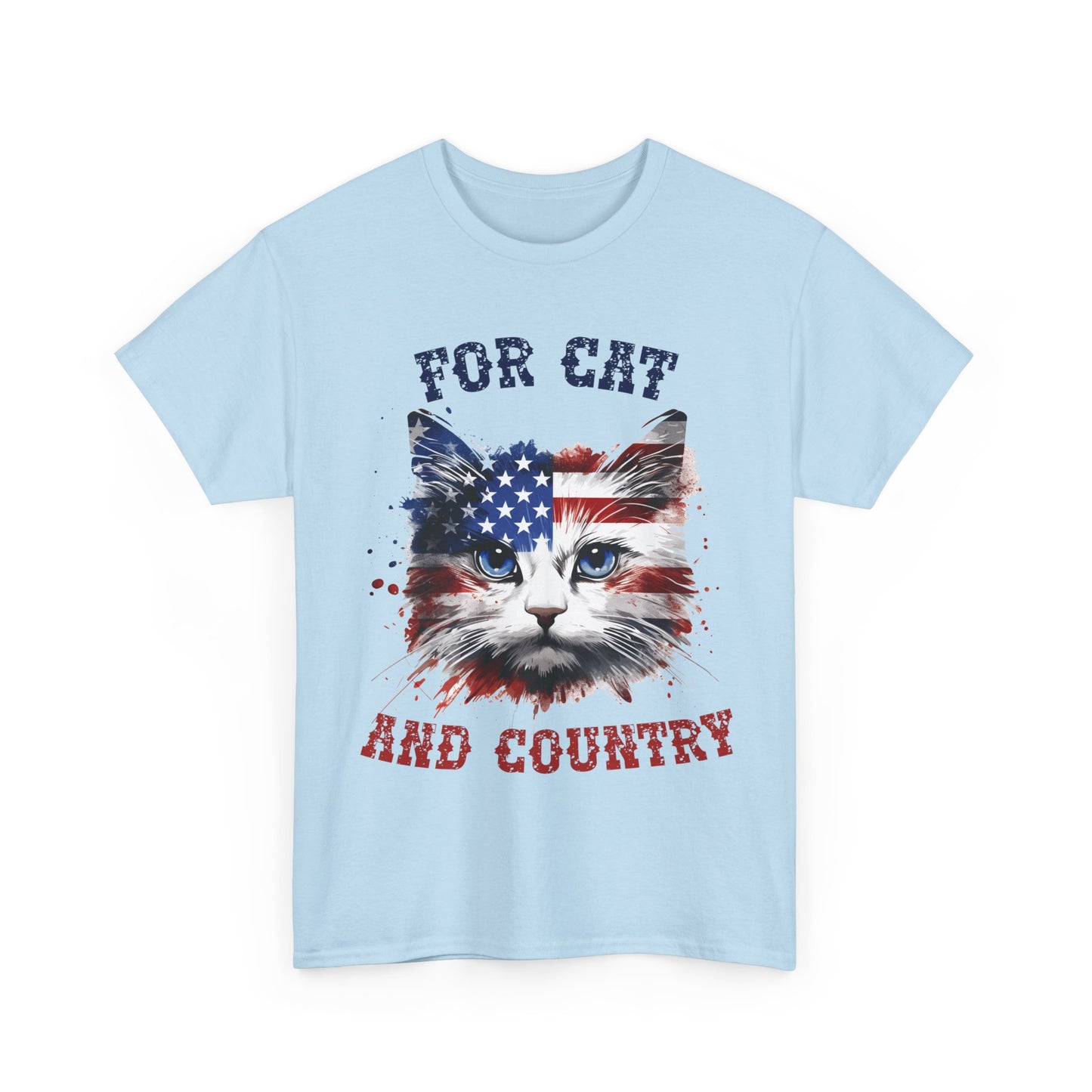 For Cat and Country Shirt - Patriotic USA Flag Cat Tee
