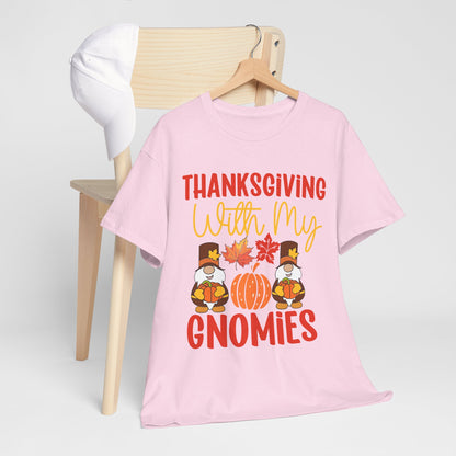 Thanksgiving With My Gnomies T-Shirt - Cute Fall Gnome Family Tee