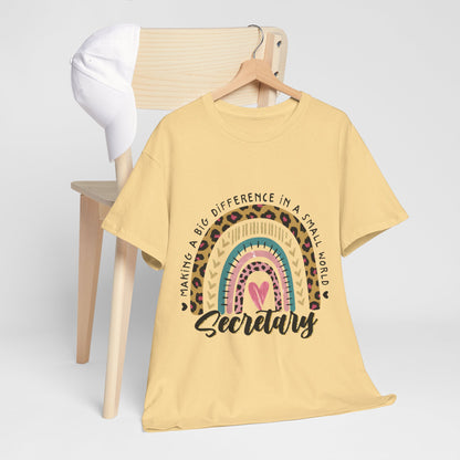 Secretary Rainbow Shirt - Cute Leopard Print Office Tee for Secretaries, Glam Animal Print Heart Gift, Boho Office Assistant T-Shirt