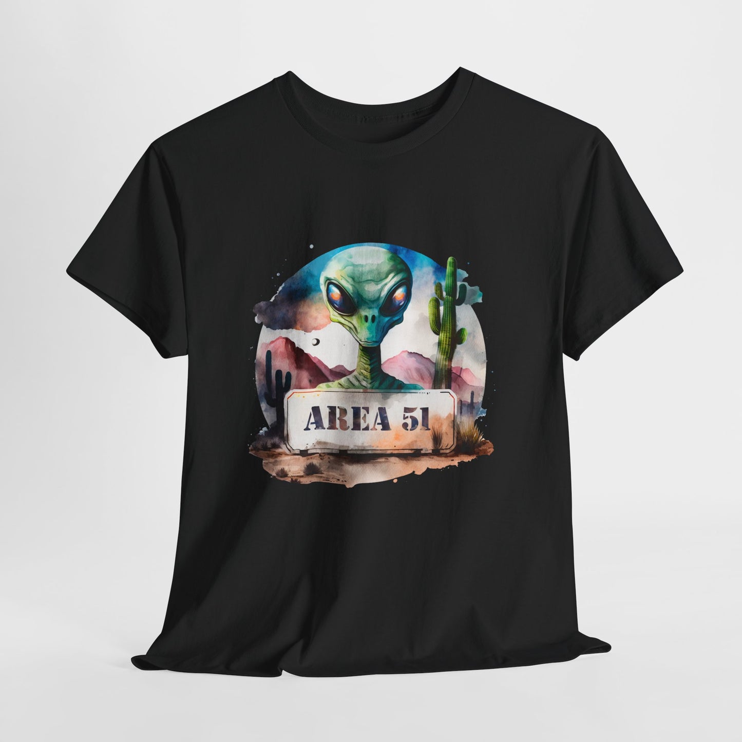 Area 51 Alien Shirt - Watercolor UFO Desert Tee, Roswell Sci-Fi Aesthetic T-Shirt