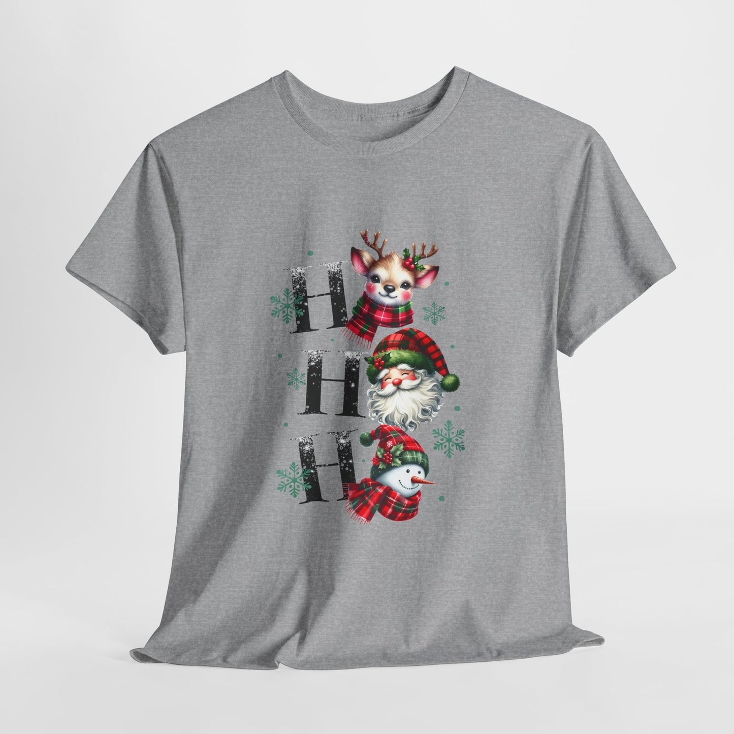 Ho Ho Ho Christmas Shirt - Cute Reindeer, Santa & Snowman Tee