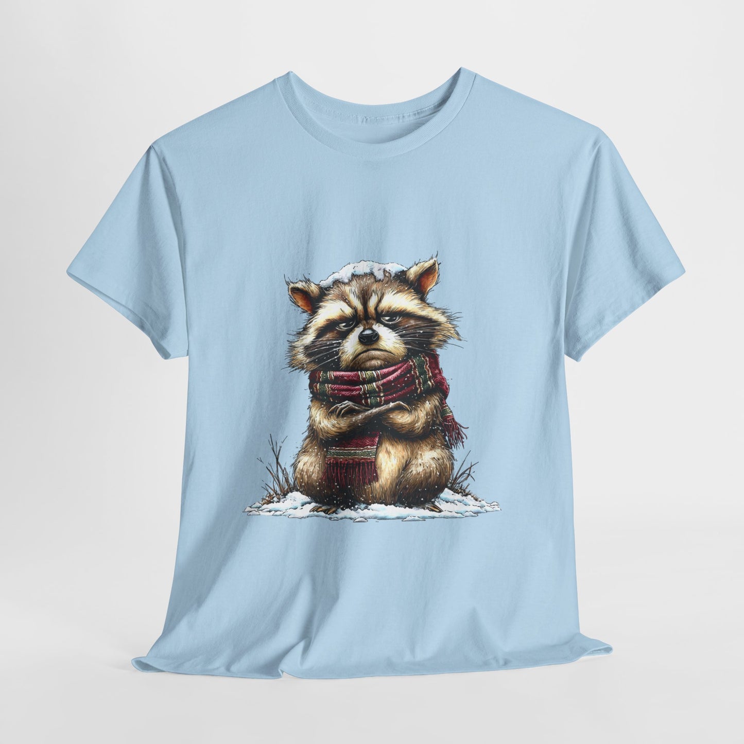 Grumpy Winter Raccoon Shirt - Funny Cozy Scarf Trash Panda Tee