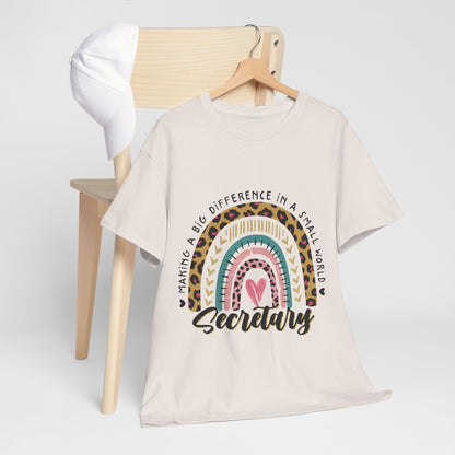 Secretary Rainbow Shirt - Cute Leopard Print Office Tee for Secretaries, Glam Animal Print Heart Gift, Boho Office Assistant T-Shirt