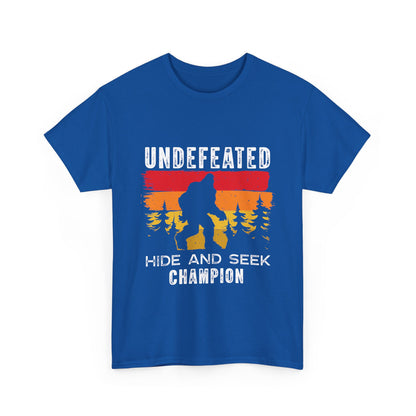 Undefeated Hide and Seek Champion Bigfoot T-Shirt - Retro Sunset Tee