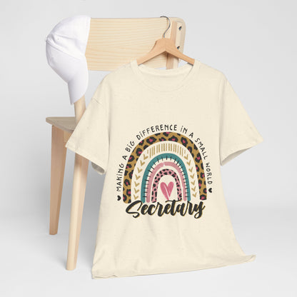 Secretary Rainbow Shirt - Cute Leopard Print Office Tee for Secretaries, Glam Animal Print Heart Gift, Boho Office Assistant T-Shirt