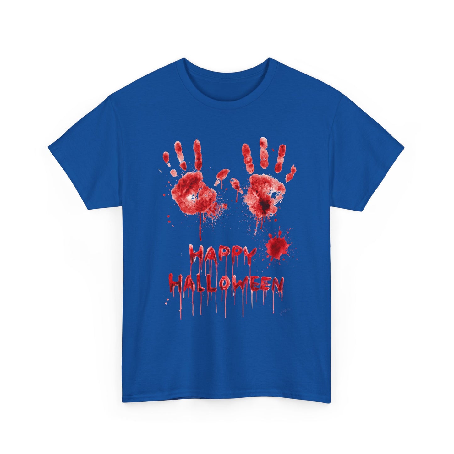 Happy Halloween Blood Handprints T-Shirt - Dripping Horror Tee