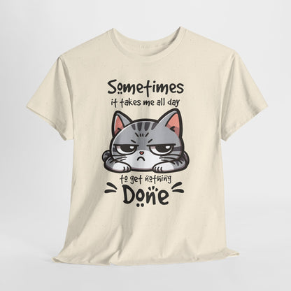 Faules Katzen-Produktivitäts-Shirt – Lustiges Grumpy-Cat-T-Shirt für Homeoffice-Tage
