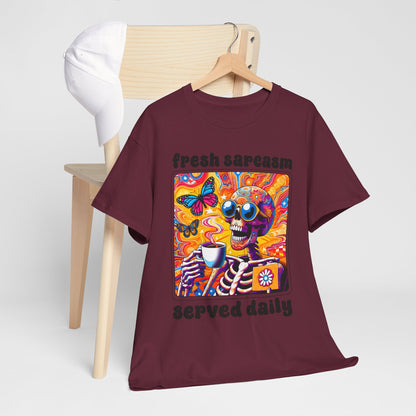 Psychedelic Coffee Skeleton T-Shirt - Trippy Boho Butterfly Tee