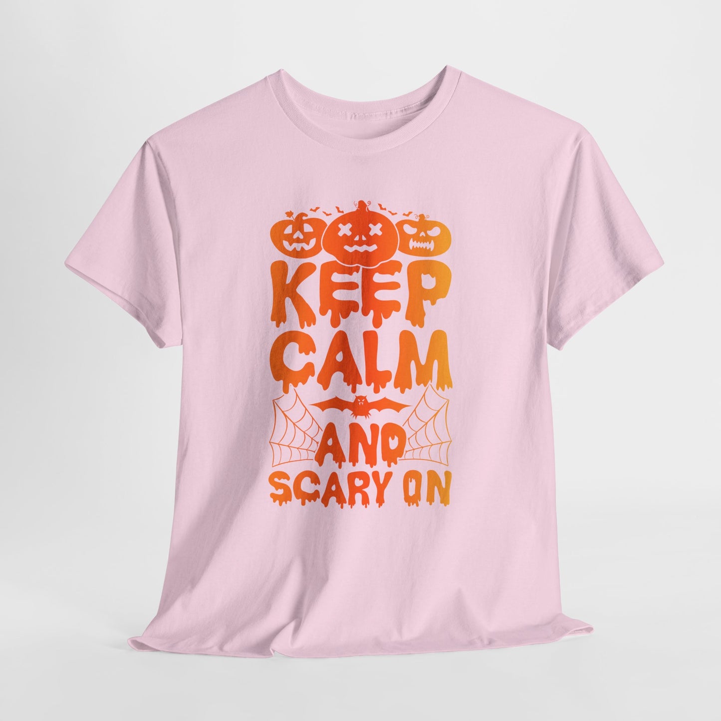 Keep Calm and Scary On - Halloween T-Shirt Pumpkin Bat