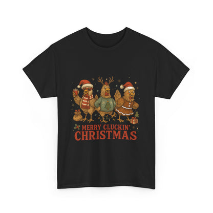 Merry Cluckin' Christmas Chicken T-Shirt - Funny Holiday Farm Tee