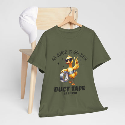 Silence Is Golden Duct Tape T-Shirt - Funny Duck Tee