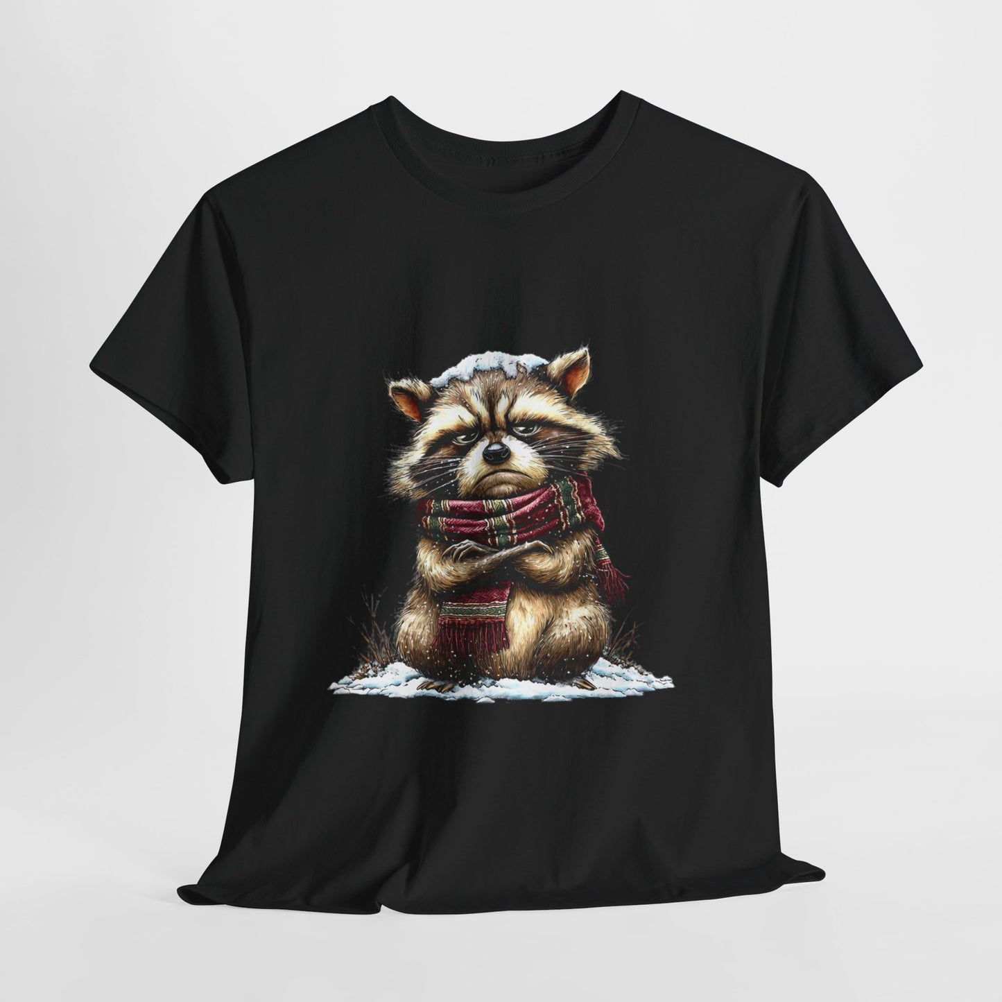 Grumpy Winter Raccoon Shirt - Funny Cozy Scarf Trash Panda Tee
