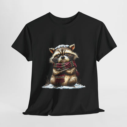 Grumpy Winter Raccoon Shirt - Funny Cozy Scarf Trash Panda Tee