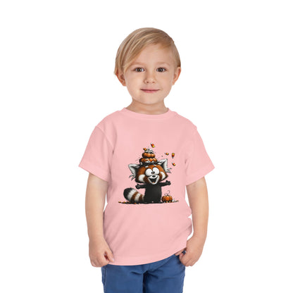 Red Panda Kids Halloween T-Shirt - Candy Corn & Pumpkins Toddler Tee