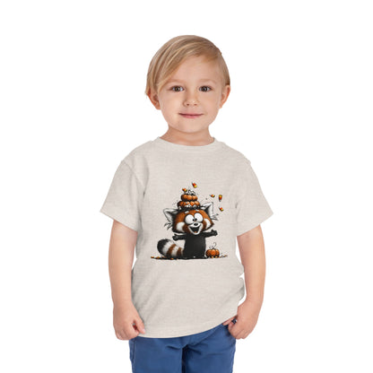 Red Panda Kids Halloween T-Shirt - Candy Corn & Pumpkins Toddler Tee